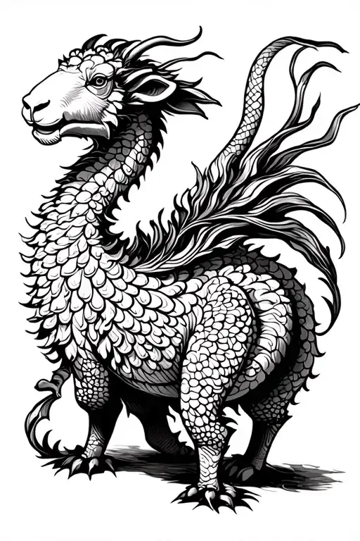 Chinese Zodiac Dragon Sheep Standing