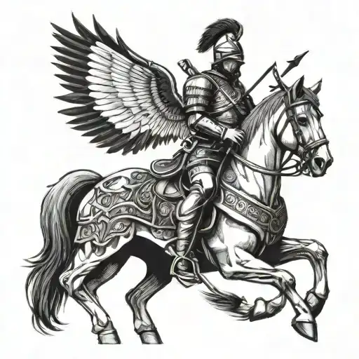 Blackwork Tattoo Winged Polish Hussar Without Horse