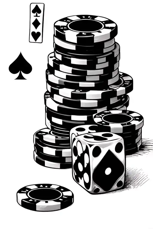 Poker Chips And Dice Rolling