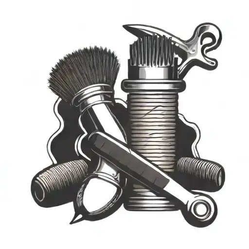 Barber Tools Intertwined With Football Equipment