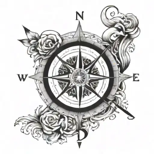 A Compass With The Phrase 'Guided By Your Wisdom' Intertwined In The Design