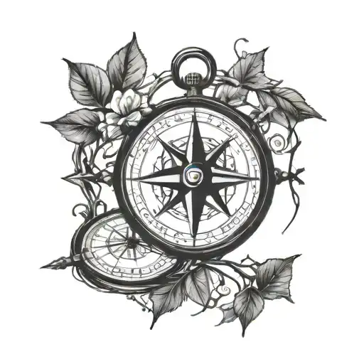 A Compass Intertwined With A Tree Branch To Symbolize Guidance And Love For Nature