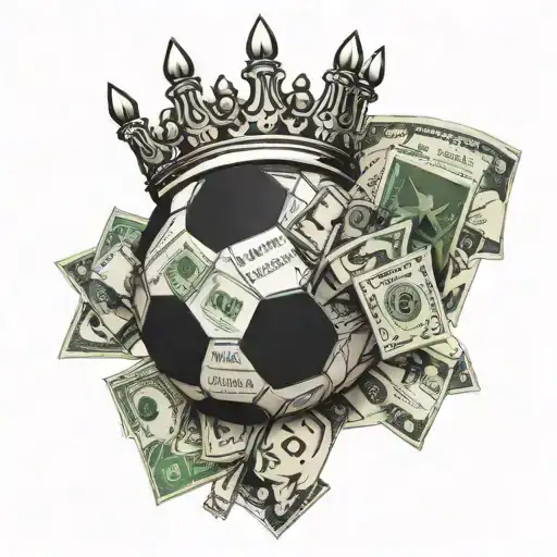 A Soccer Ball Made Out Of Dollar Bills With A Crown On Top