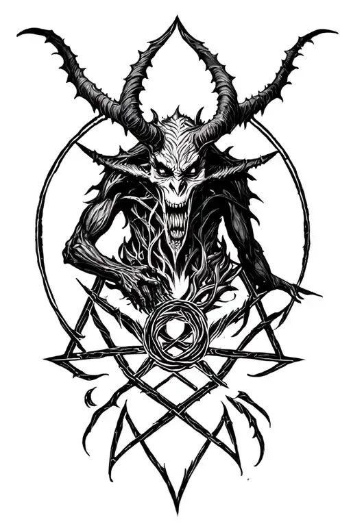 Demon With Pentagram Intertwined