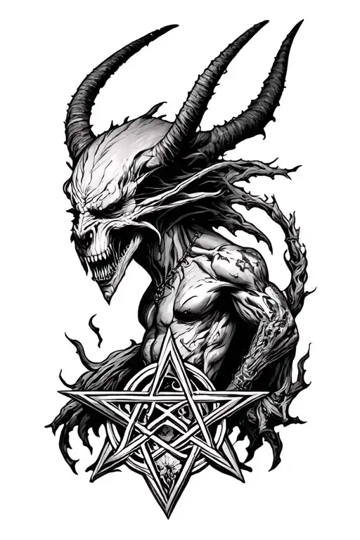 Demon With Pentagram Mixed
