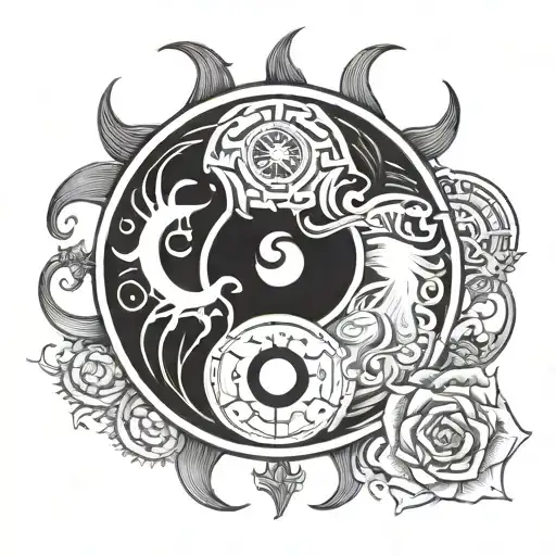 A Yin Yang Symbol Incorporating Elements Of Philosophy And Law Enforcement