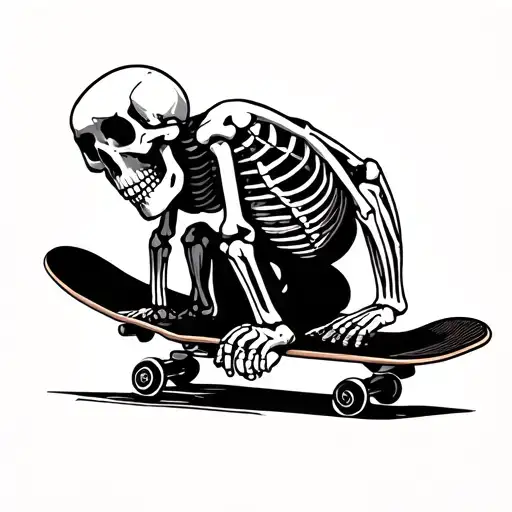 Minimalist Skeleton On A Skateboard