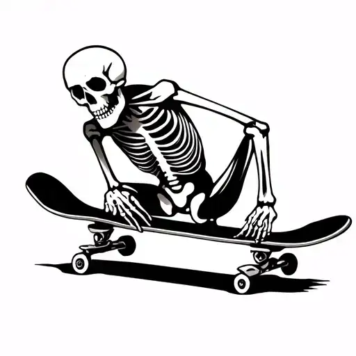 Minimalist Skeleton On A Skateboard