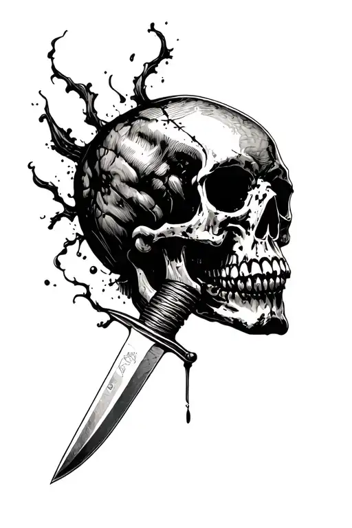 Skull With Knife Through It