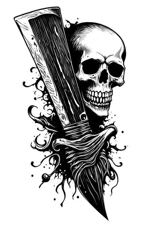 Skull With Knife Through It