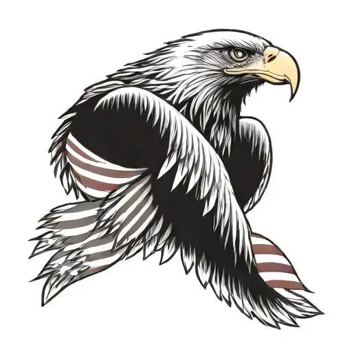 Eagle With American Flag In The Middle