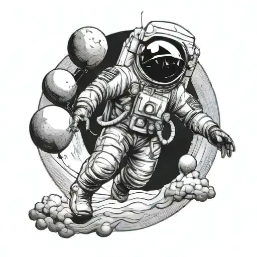 Astronaut Standing On The Moon Holding Balloons