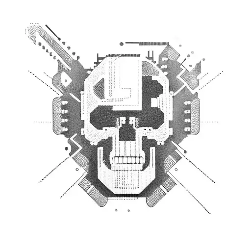 A Cyberpunk-inspired Skull With Circuitry And Binary Code Incorporated Into The Design