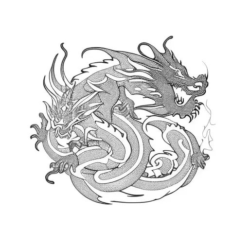 Dragon And Magical Plants Intertwined