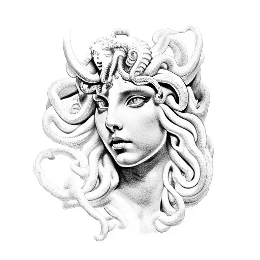 Goddess Medusa Holding The Head Of Apolo