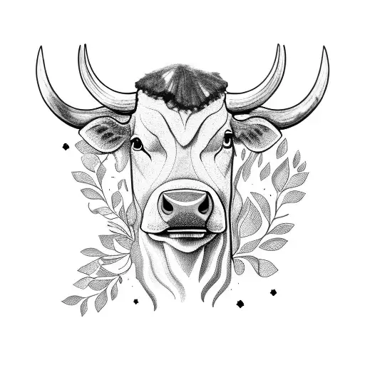 A Majestic Cow Surrounded By Lush Green Plants