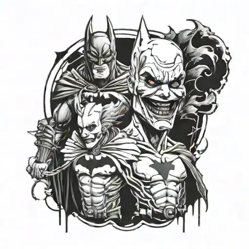 A Unique Design Combining Batman And Pennywise In A Dark And Mysterious Composition