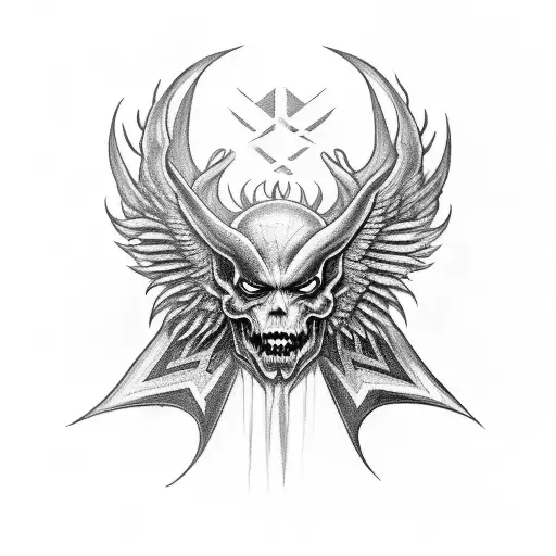 Demon With Wings And Pentagramm In His Hands