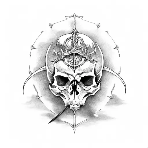 Skull With Dragon And Sword
