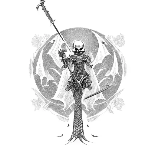 Skellet With Dragon And Sword