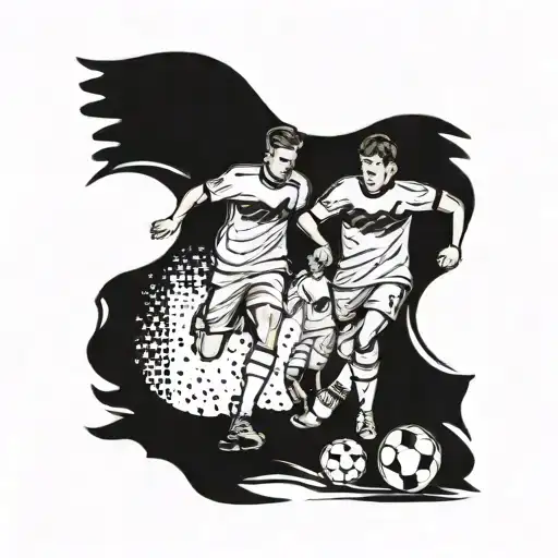 A German Flag With Kids Playing Soccer In The Foreground