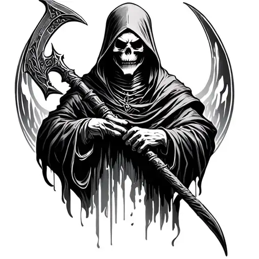 Grim Reaper Holding A Scythe