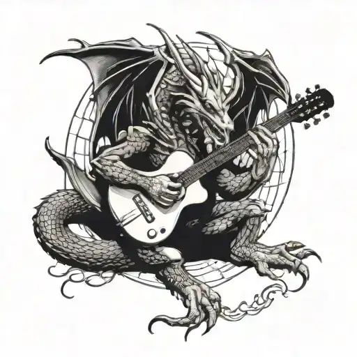 A Dragon Playing A Guitarra