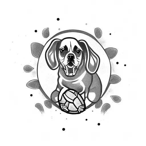 A Dog Wearing A Football Jersey Playing The Drums