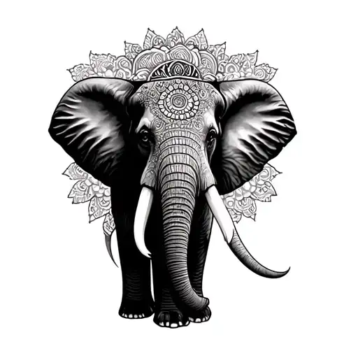 Elephant Mandala Design Inspired Tattoo Featuring