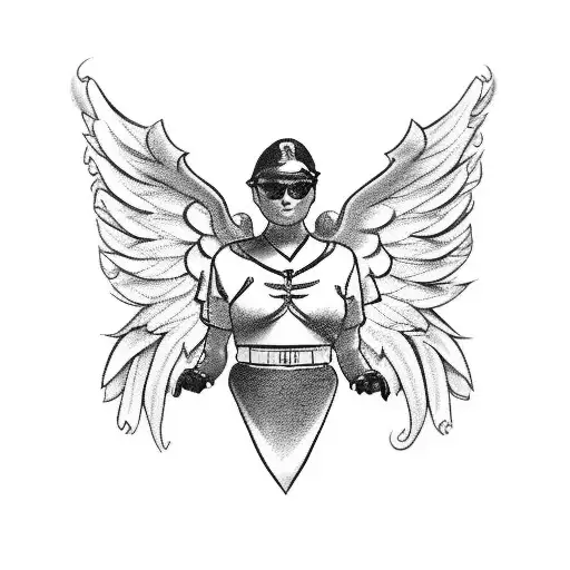 A Police Officer With Angel Wings And Devil Tail