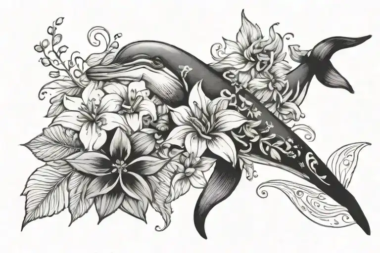 Floral And Small Dolphin