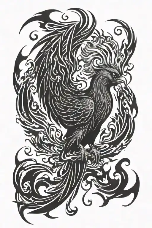 Black White Phoenix Looking Evil With Flames Around Him