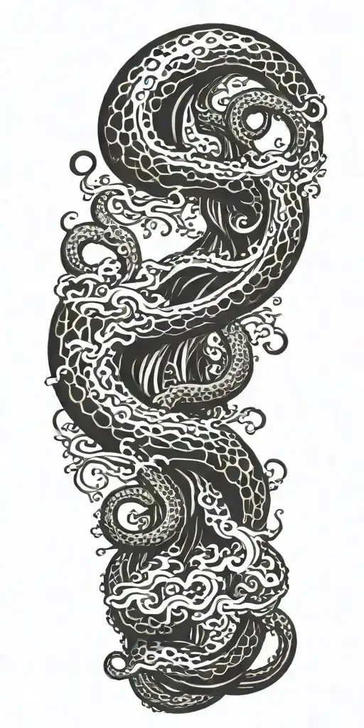 Just Kraken Tentacles Coming Out Of Water Waves