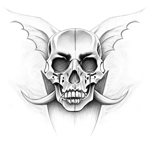 Succubus With Skull Dark Tattoo Realism