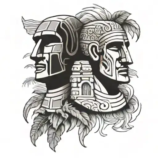 Moai And Greece Tattoo Flash