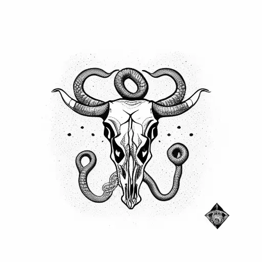 Cow Skull And Snake