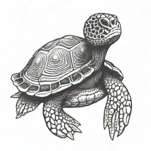 Turtle With A Sea Shell As Its Shell