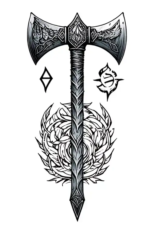 Viking Axe Set On The Runes