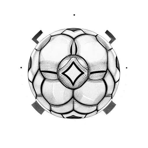 A Blackwork Tattoo Of A Soccer Ball Merging With A Basketball