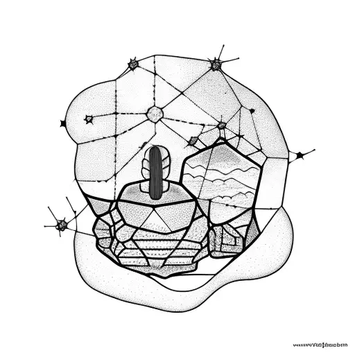 Constellation With Cactus Inside A Rock