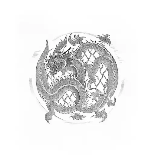 Two Dragons Encircling A Roaring Bear