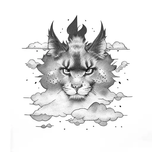 Blackout Sleeve With Clouds And Black On White