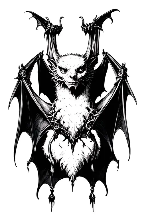 Tattoo Of A Gothic Bat Hanging Upside