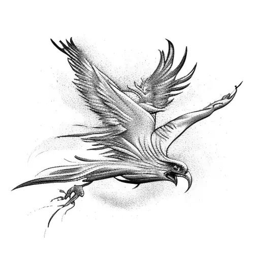 A Majestic Phoenix Soaring Over A Tropical Beach At Sunset