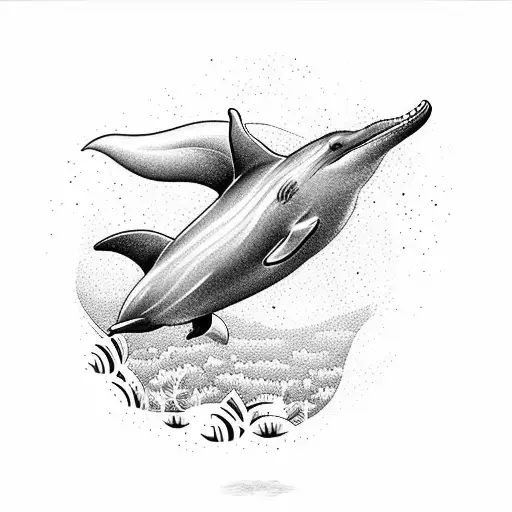 A Majestic Dolphin Swimming Through A Field Of Olive Trees