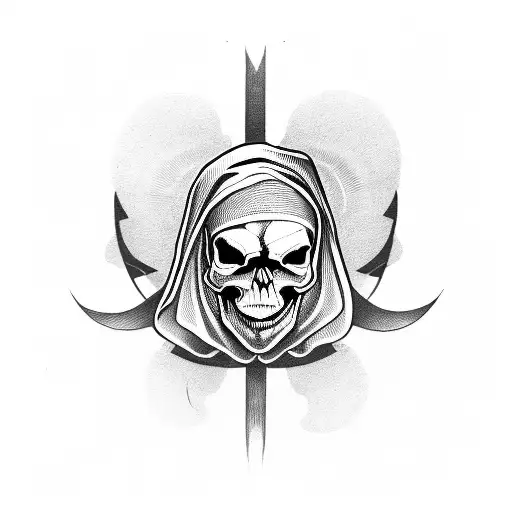 Skull With Nun With Death