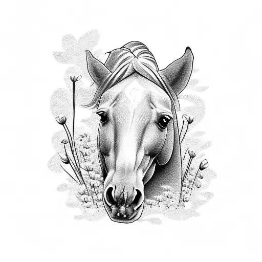 A Majestic Horse Galloping Through A Field Of Wildflowers