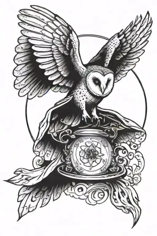 Barn Owl Flying With Plate Doctor Character