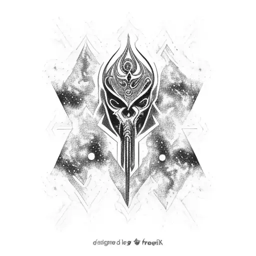 A Majestic Nebula Surrounded By Swirling Black Metal Symbols