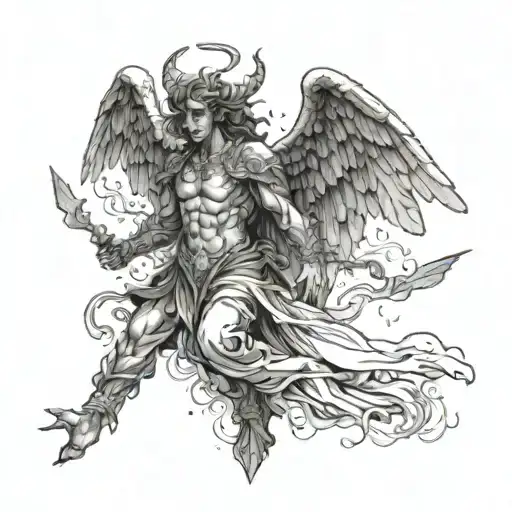 A Mystical Angel Using Ancient Magic To Vanquish A Demon Lord